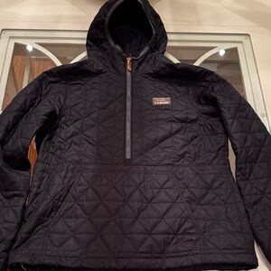 L.L. Bean Black Quilted Hoodie with Half-Zip